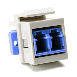 HellermannTyton LCSMINSERT-FW | LC Single-mode Fiber Module, Blue, Ofice White, 1/pkg