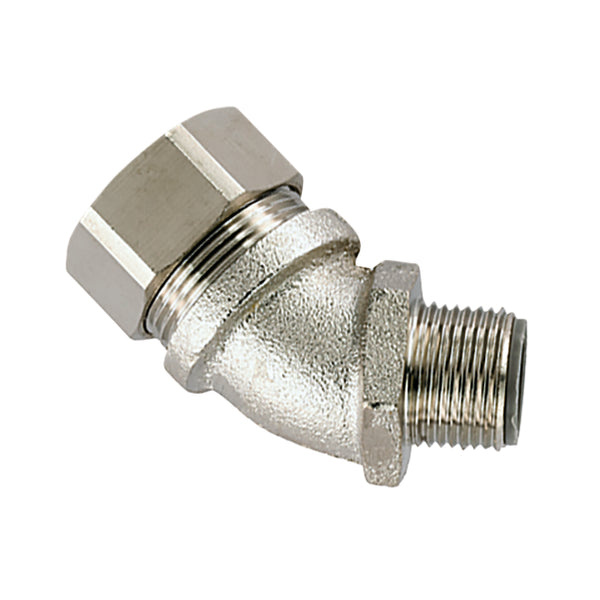 HellermannTyton LTP25-M25-CUL45 | Helaguard Spiral Metallic Fitting, 45-Elbow, Fixed M25 Thread, 0.75" (25Mm) Dia, Npb Metal, 10/Pkg