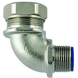 HellermannTyton LTP25-M25-CUL90 | Helaguard Spiral Metallic Fitting, 90-Elbow, Fixed M25 Thread, 0.75" (25Mm) Dia, Npb Metal, 10/Pkg