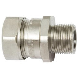 HellermannTyton LTP32-M32-EXD | Hazardous Area Liquid-Tight Flexible Metallic Comp Fitting, Insulated Throat, Straight, M32 Metric Thread, 1.0" (32mm) Dia, Metal, 1/pkg