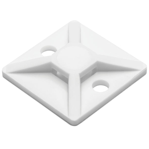 HellermannTyton MB310C2 | Screw Mount Cable Tie Base, 0.75" X .75", 0.14" Max Tie Width, 0.12" Hole Dia, Pa66, White, 100/Pkg