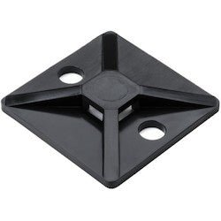 HellermannTyton MB40H4 | Screw Mount Cable Tie Base, 1.12" x 1.12", .18" Max Tie Width, .18" Hole Dia, PA66, Black, 500/pkg