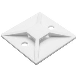 HellermannTyton MB510C2 | Screw Mount Cable Tie Base, 1.49" X 1.49", 0.35" Max Tie Width, 0.19" Hole Dia, Pa66, White, 100/Pkg