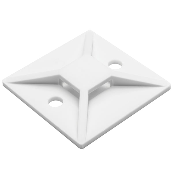 HellermannTyton MB510C2 | Screw Mount Cable Tie Base, 1.49" X 1.49", 0.35" Max Tie Width, 0.19" Hole Dia, Pa66, White, 100/Pkg