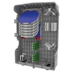 HellermannTyton MDUS5-BL3QAP | S5 Splice & Patch Enclosure, 144 Fiber Splice, 96 LC/APC adapters & pigtails, Wall Mnt, Gray, 1/pkg
