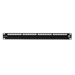 HellermannTyton PP110C5E24 | Category 5e Universal 24 Port Patch Panel, 1U, Black, 1/box