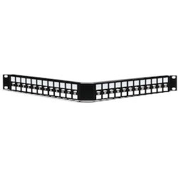 HellermannTyton PP24MOD1AU | Modular Patch Panel, Angled, 24 Port, 1U, Steel, Black, 1/box