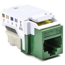 HellermannTyton RJ45FC5E-GRN | Category 5e Modular Keystone Jack, Plenum Rated, Green, 1/bag