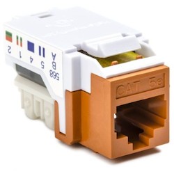 HellermannTyton RJ45FC5E-ORN | Category 5e Modular Keystone Jack, Plenum Rated, Orange, 1/bag