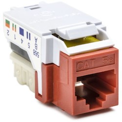HellermannTyton RJ45FC5EB-RED | Category 5e Modular Keystone Jack Bulk Pack, Plenum Rated, Red, 50/box