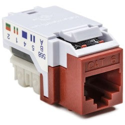 HellermannTyton RJ45FC6-RED | Category 6 Modular Keystone Jack, Plenum Rated, Red, 1/bag