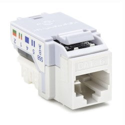 HellermannTyton RJ45FC6-W | Category 6 Modular Keystone Jack, Plenum Rated, White, 1/bag