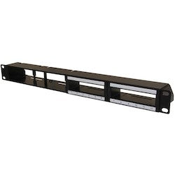 HellermannTyton RNGPP1UHD-HHSS | Hybrid Modular Panel For High Density Copper (2) And Fiber Cassette (2), 1U, Steel, Black, 1/Ctn