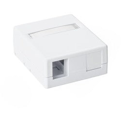 HellermannTyton SMBDUAL-W | Surface Mount Box, Plenum Rated, 2-Port, 2.32" x 1.10" x 2.78", PVC, White, 1/pkg
