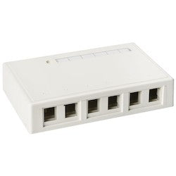 HellermannTyton SMBSIX-FW | Surface Mount Box, 6-Port, 6.69" x 1.36" x 4.33", PVC, Office White, 1/pkg