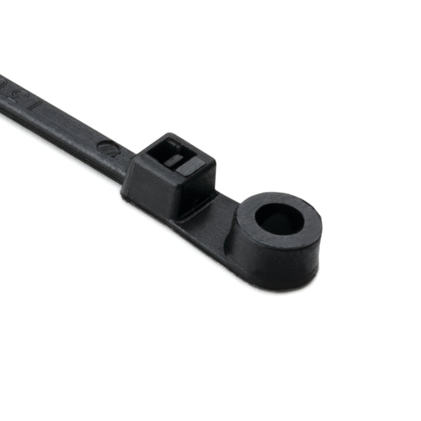 HellermannTyton T18MR0M4 | 1-Piece Cable Tie/Screw Mount, 4.3" Long, #4 Screw, 0.79" Max Bundle Dia, 18Lb, Pa66, Black, 1000/Pkg