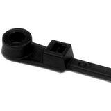 HellermannTyton T18MR0M4 | 1-Piece Cable Tie/Screw Mount, 4.3" Long, #4 Screw, 0.79" Max Bundle Dia, 18Lb, Pa66, Black, 1000/Pkg