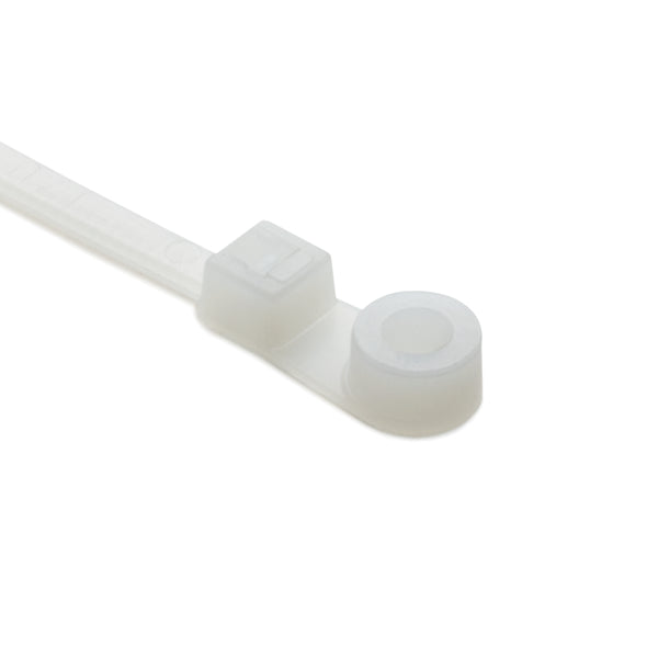 HellermannTyton T18MR9M4 | 1-Piece Cable Tie/Screw Mount, 4.3" Long, #4 Screw, .79" Max Bundle Dia, 18lb, PA66, Natural, 1000/pkg