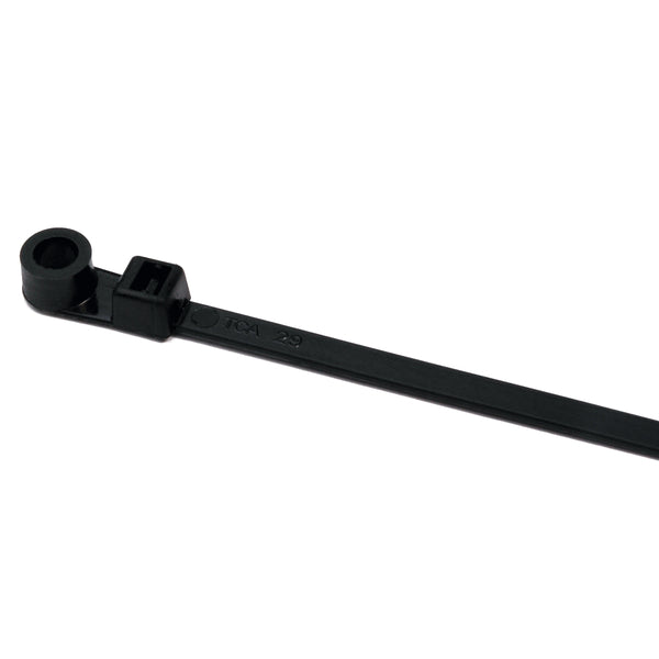 HellermannTyton T30MR0M4 | 1-Piece Cable Tie/Screw Mount, 6.3" Long, #8 Screw, 1.3" Max Bundle Dia, 30Lb, Pa66, Black, 1000/Pkg