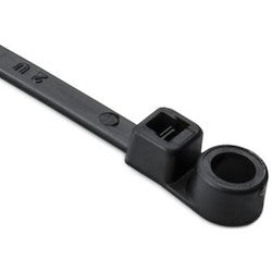 HellermannTyton T30MR0C2 | 1-Piece Cable Tie/Screw Mount, 6.3" Long, #8 Screw, 1.3" Max Bundle Dia, 30Lb, Pa66, Black, 100/Pkg