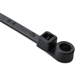 HellermannTyton T30MR0M4 | 1-Piece Cable Tie/Screw Mount, 6.3" Long, #8 Screw, 1.3" Max Bundle Dia, 30Lb, Pa66, Black, 1000/Pkg