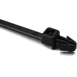 HellermannTyton T30RSF0C2 | 1-Piece Cable Tie/Arrowhead Mount, 6.3"L, 30lb, 0.04"-0.09" Panel Thickness, PA66HS, Black, 100/pkg