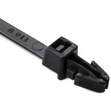 HellermannTyton T50RSF0M4 | 1-Piece Cable Tie/Arrowhead Mount, 8.3"L, 50lb, 0.04"-0.14" Panel Thickness, PA66HS, Black, 1000/pkg