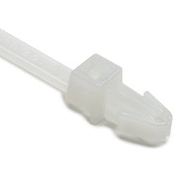 HellermannTyton T50RSF9C2 | 1-Piece Cable Tie/Arrowhead Mount, 8.3"L, 50lb, 0.04"-0.14" Panel Thickness, PA66, Natural, 100/pkg