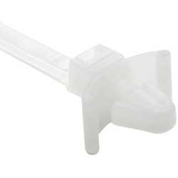 HellermannTyton T50SL6.NN6P | 1-Piece Cable Tie/Arrowhead Mount with Wings, 6.5"L, 50lb, 0.25 - 0.3" Mtg Hole, PA66, Natural, 500/bag