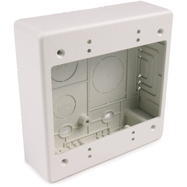 HellermannTyton TSRFW-JBD2 | Dual Gang Junction Box, 2.77" Deep, PVC, Office White, 1/bag