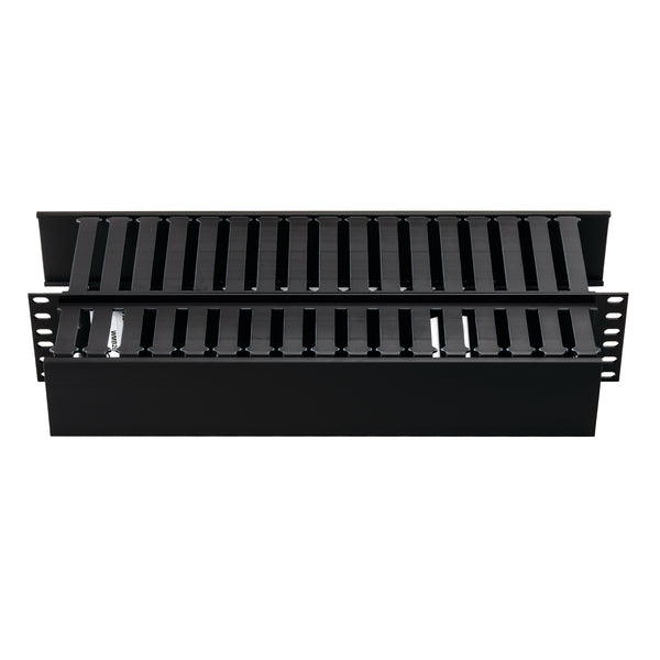 HellermannTyton WMB2B | Horizontal Wire Manager, Dual-Sided 2U, 3.0" X 3.0" Front, 3.0" X 5.0" Rear, Black, 1/Box