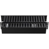 HellermannTyton WMB2B | Horizontal Wire Manager, Dual-Sided 2U, 3.0" X 3.0" Front, 3.0" X 5.0" Rear, Black, 1/Box