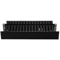 HellermannTyton WMB2BH | Horizontal Wire Manager, Dual-Sided 2U, 3.0" x 3.0" Front, 3.0" x 5.0" Rear, Hinged, Black, 1/box