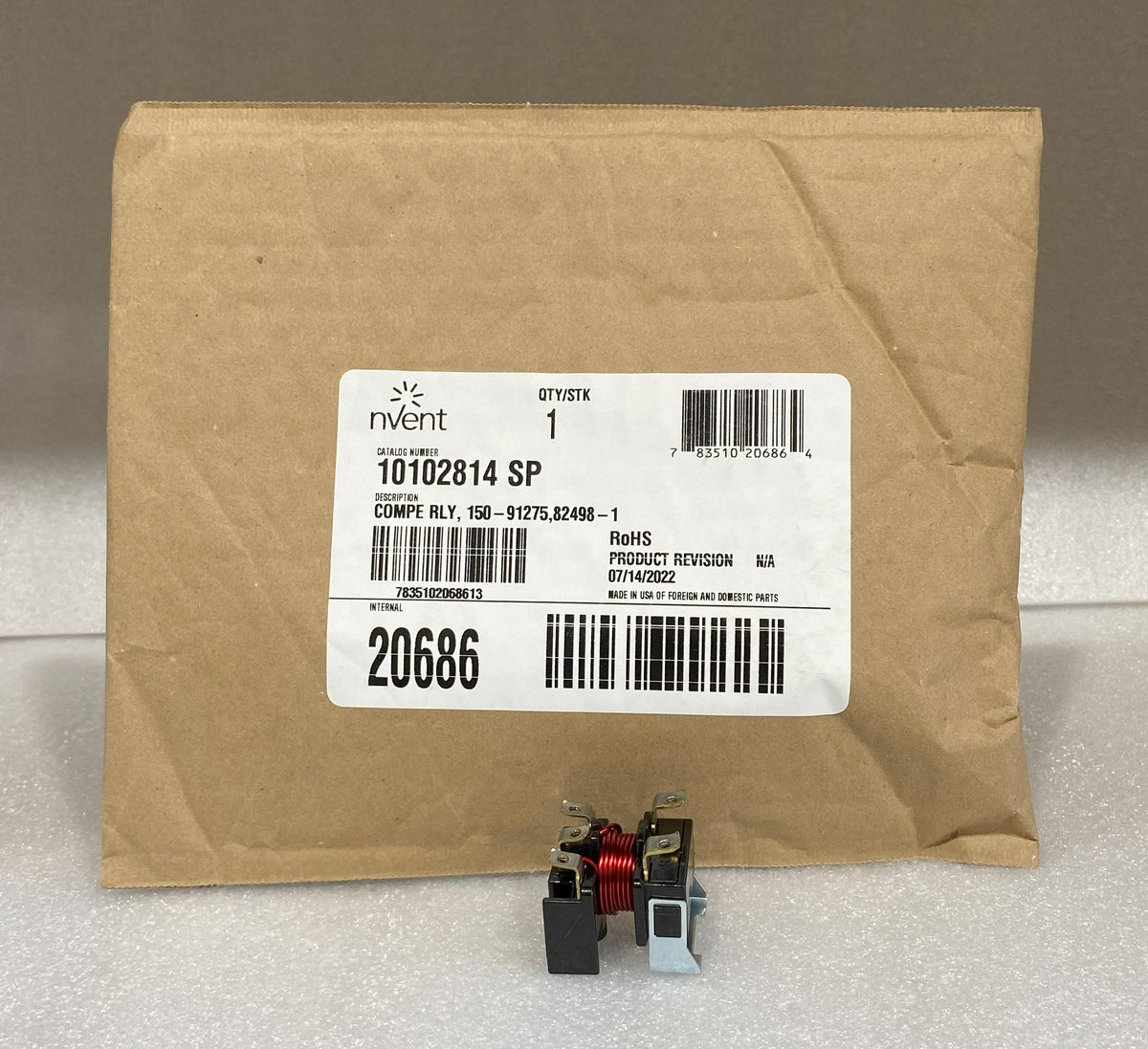 Hoffman 10102814SP | Compressor Relay 150 91275 82498 1, Size/dimensions: 4.00X4.00X0.75