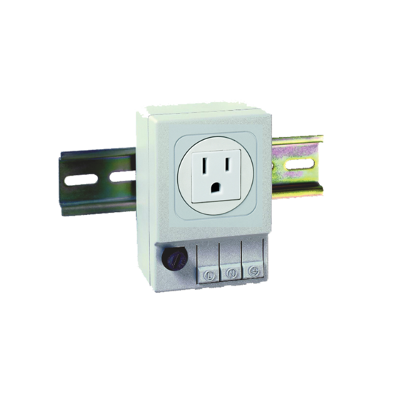 Hoffman ADINP120F | NEMA 5-15R DIN-Mounted Outlets, With fuse, 3.54x2.44x1.97, Lt Gray, Plastic