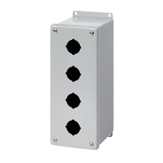 Hoffman E1PBXM4 | Extra-Deep Pushbutton Enclosure Type 4, 1PBx22.5mm 4x4x4.75in, Gray, Steel