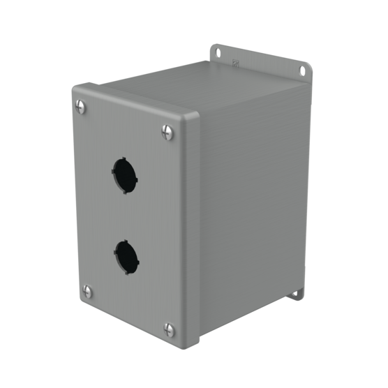 Hoffman E2PBXM | Extra-Deep Pushbutton Enclosures, Type 12, 2PB x 22.5mm, Gray, Steel