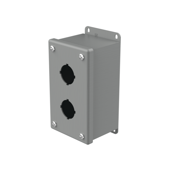 Hoffman E2PB | Pushbutton Enclosure Type 12, 2PB x 30.5mm, Gray, Steel