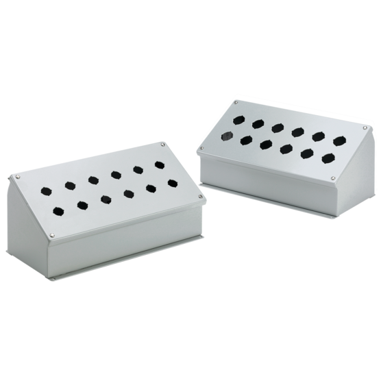 Hoffman E3PBAM | Sloped-Front Pushbutton Enclosures, Type 12, 3PB x 22.5mm, Gray, Steel
