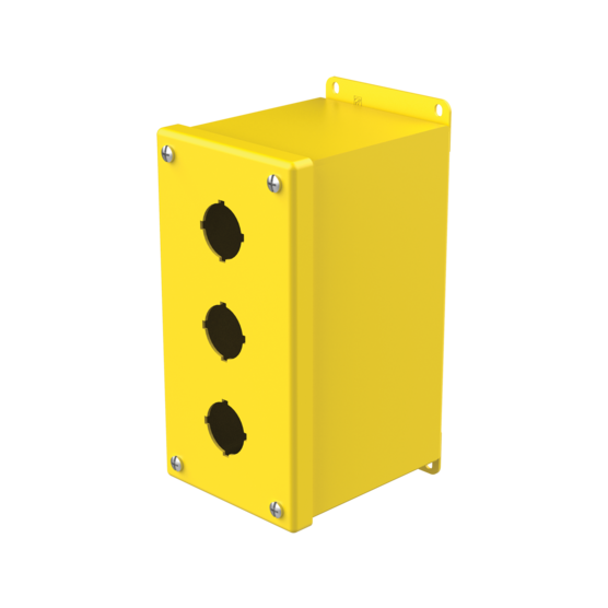 Hoffman E3PBXY | Extra-Deep Pushbutton Enclosures, Type 12, 3PB x 30.5mm, Safety Yellow, Steel