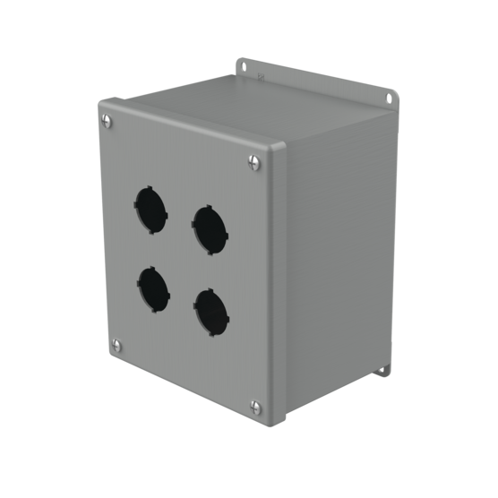 Hoffman E4SPBX | Extra-Deep Pushbutton Enclosures, Type 12, 4PB x 30.5mm, Square, Gray, Steel