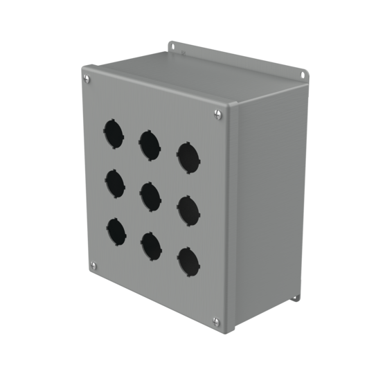 Hoffman E9PBX | Extra-Deep Pushbutton Enclosures, Type 12, 9PB x 30.5mm, Gray, Steel