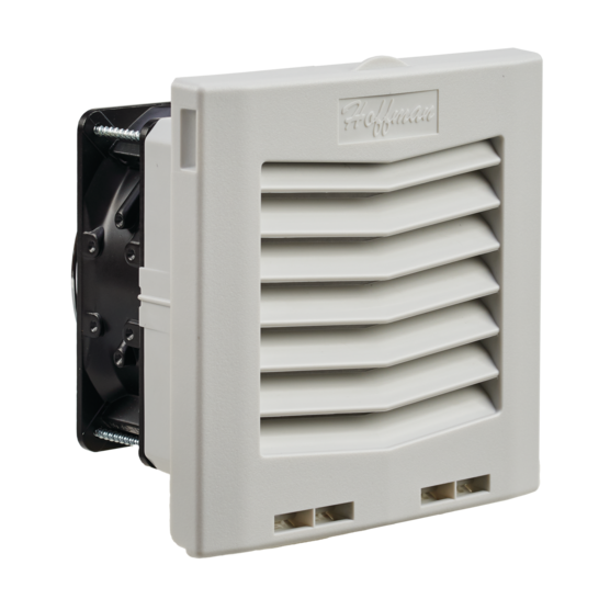 Hoffman HF0524414 | HF05 Side-Mount Filter Fan, 24V, 35 CFM, Lt Gray