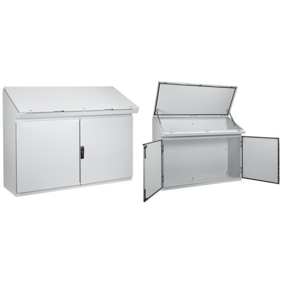 Hoffman PGLD12165DC | ProLine Gold Series 2-Bay Desk Console Type 12, 1175x1555x469mm, Lt Gray, Steel