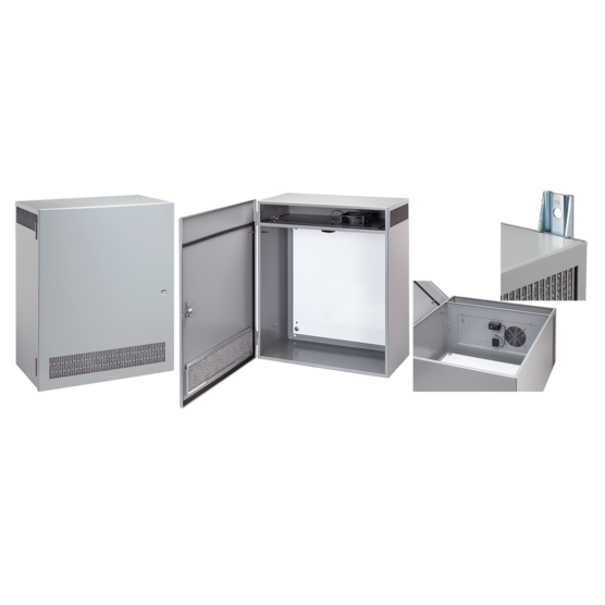 Hoffman T1F130LP | T1Flo Vented Enclosure with Fan, Type 1, 34.00x24.00x12.75, Gray, Steel
