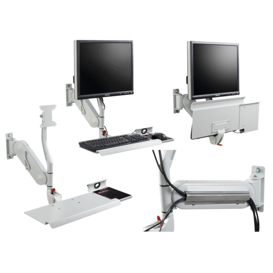 Hoffman VAMONITOR | Syspend Monitor and Keyboard Arm, 21.22x25x25.63, Lt. Gray, Aluminum