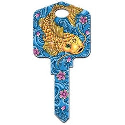 Howard Keys KW-AI3 | Decorative Key Blank, Kwikset, Large Headed, Painted, Koi Fish Design, Individually Carded