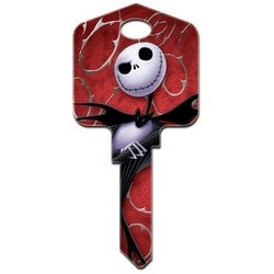 Howard Keys KW-D105 | Decorative Key Blank, Kwikset, Large Headed, Painted, Disney Jack and Sally Design on Front, Jack Skellington and Sally on Back