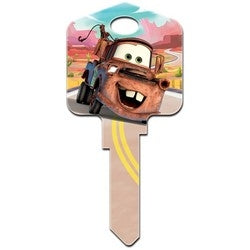 Howard Keys KW-D26 | Decorative Key Blank, Kwikset, Large Headed, Painted, Disney Cars Mater Design, Individually Carded