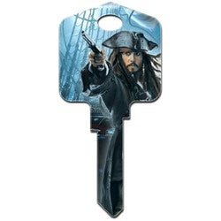 Howard Keys KW-D27 | Decorative Key Blank, Kwikset, Large Headed, Painted, Disney Pirates of the Caribbean Captain Jack Sparrow Design